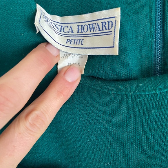 Vintage Jessica Howard 80s does 40s Dress Emerald Green - Picture 6 of 7